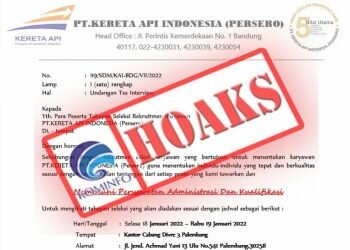 Surat Pemanggilan Seleksi Karyawan PT KAI, Kominfo: Hoaks!